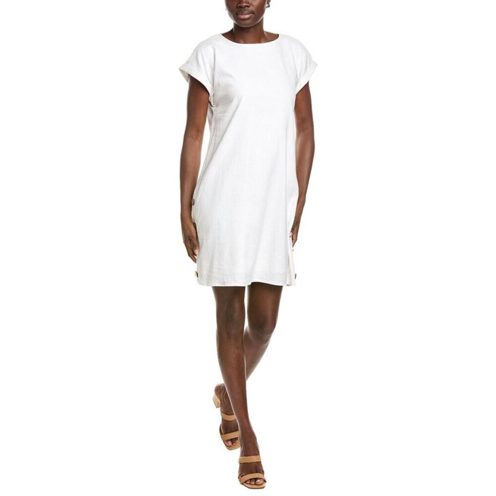Jones New York Womens  Linen-Blend Swing Dress, White